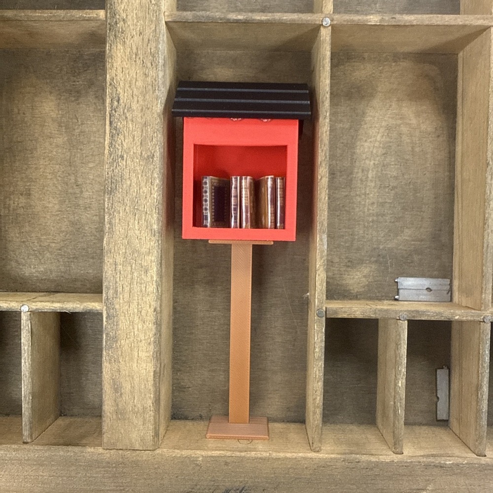 Miniature Free Little Library With Books Dollhouse Minis Trinket Tray Display
